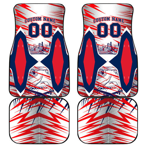 Personalised Western Bulldogs Fan Pride Car Mats Muscular Bulldog Mascot Graphic Art With Melbourne City Skyline