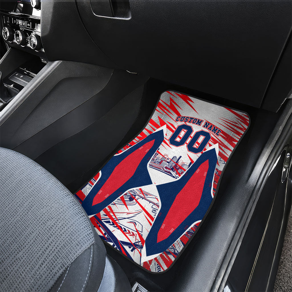 Personalised Western Bulldogs Fan Pride Car Mats Muscular Bulldog Mascot Graphic Art With Melbourne City Skyline