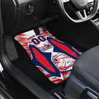 Personalised Western Bulldogs Fan Pride Car Mats Muscular Bulldog Mascot Graphic Art With Melbourne City Skyline