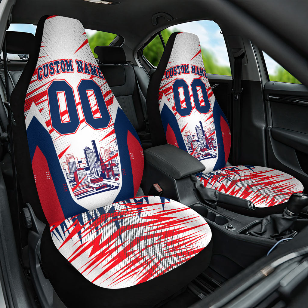 Personalised Western Bulldogs Fan Pride Car Seat Cover Muscular Bulldog Mascot Graphic Art With Melbourne City Skyline