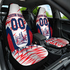 Personalised Western Bulldogs Fan Pride Car Seat Cover Muscular Bulldog Mascot Graphic Art With Melbourne City Skyline