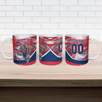 Personalised Western Bulldogs Fan Pride Ceramic Mug Muscular Bulldog Mascot Graphic Art With Melbourne City Skyline