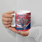 Personalised Western Bulldogs Fan Pride Ceramic Mug Muscular Bulldog Mascot Graphic Art With Melbourne City Skyline