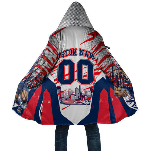 Personalised Western Bulldogs Fan Pride Cloak Muscular Bulldog Mascot Graphic Art With Melbourne City Skyline