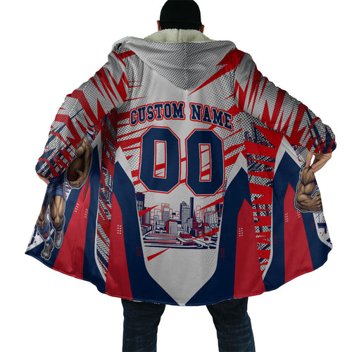 Personalised Western Bulldogs Fan Pride Cloak Muscular Bulldog Mascot Graphic Art With Melbourne City Skyline