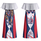 Personalised Western Bulldogs Fan Pride Couples Matching Off Shoulder Maxi Dress and Hawaiian Shirt Muscular Bulldog Mascot Graphic Art With Melbourne City Skyline