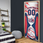 Personalised Western Bulldogs Fan Pride Door Cover Muscular Bulldog Mascot Graphic Art With Melbourne City Skyline
