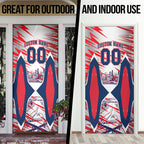 Personalised Western Bulldogs Fan Pride Door Cover Muscular Bulldog Mascot Graphic Art With Melbourne City Skyline
