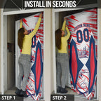 Personalised Western Bulldogs Fan Pride Door Cover Muscular Bulldog Mascot Graphic Art With Melbourne City Skyline