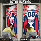 Personalised Western Bulldogs Fan Pride Door Cover Muscular Bulldog Mascot Graphic Art With Melbourne City Skyline