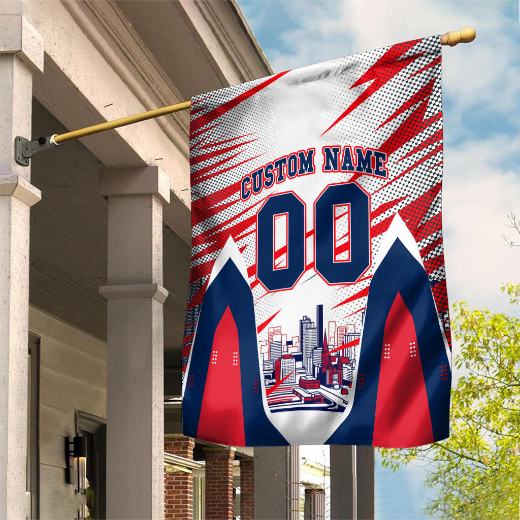 Personalised Western Bulldogs Fan Pride Garden Flag Muscular Bulldog Mascot Graphic Art With Melbourne City Skyline
