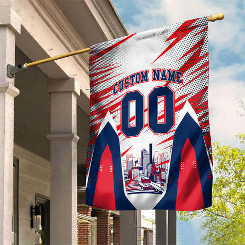 Personalised Western Bulldogs Fan Pride Garden Flag Muscular Bulldog Mascot Graphic Art With Melbourne City Skyline