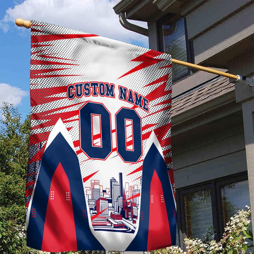 Personalised Western Bulldogs Fan Pride Garden Flag Muscular Bulldog Mascot Graphic Art With Melbourne City Skyline