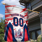 Personalised Western Bulldogs Fan Pride Garden Flag Muscular Bulldog Mascot Graphic Art With Melbourne City Skyline