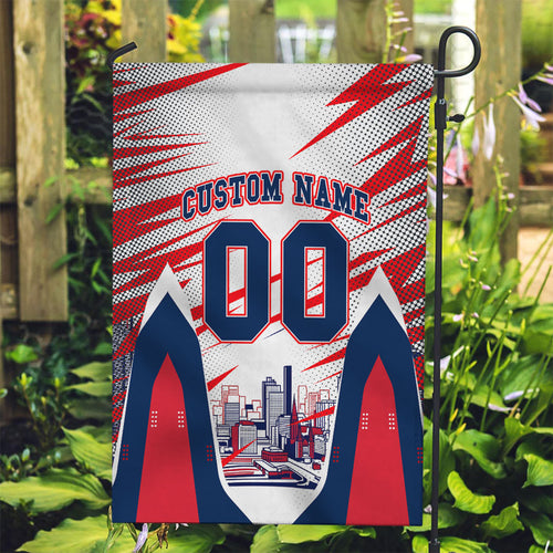 Personalised Western Bulldogs Fan Pride Garden Flag Muscular Bulldog Mascot Graphic Art With Melbourne City Skyline