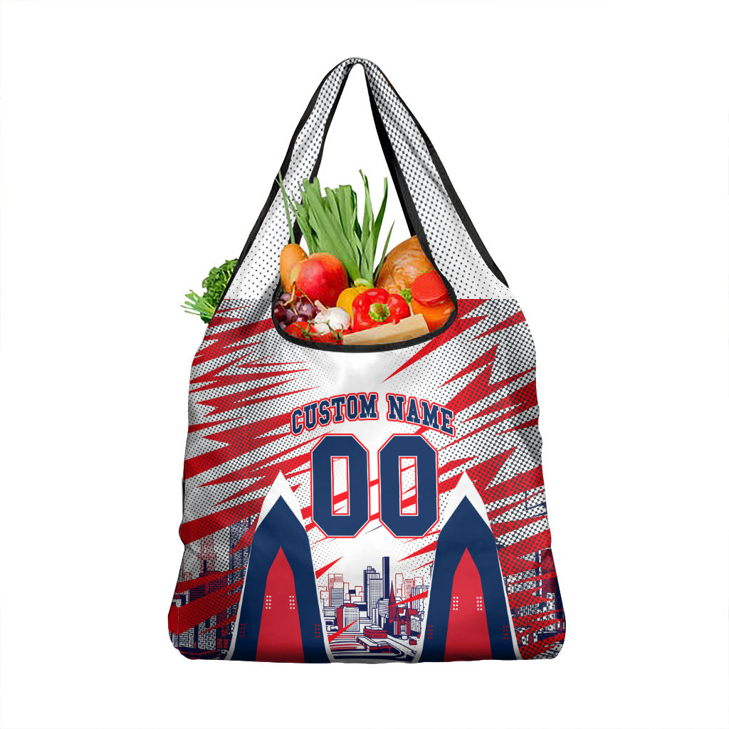 Personalised Western Bulldogs Fan Pride Grocery Bag Muscular Bulldog Mascot Graphic Art With Melbourne City Skyline