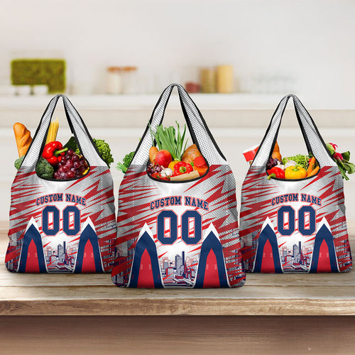 Personalised Western Bulldogs Fan Pride Grocery Bag Muscular Bulldog Mascot Graphic Art With Melbourne City Skyline