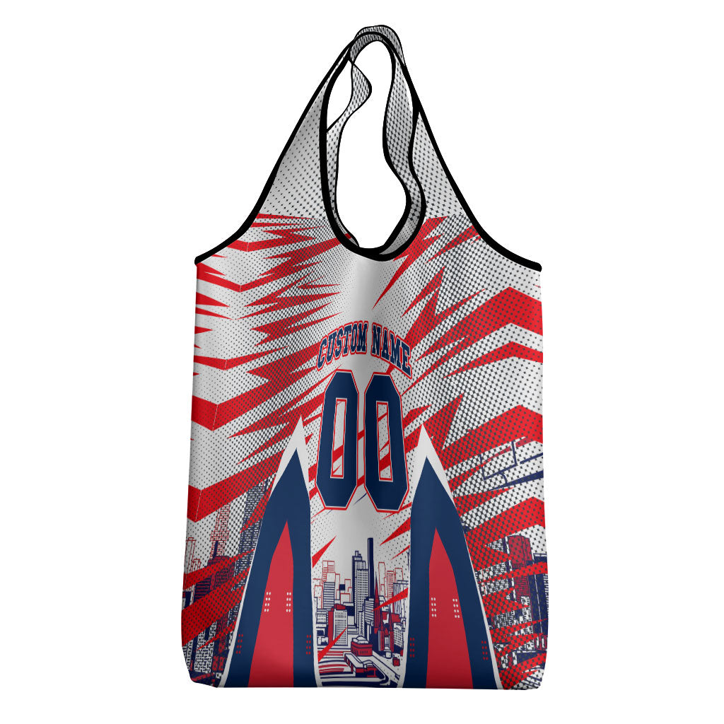 Personalised Western Bulldogs Fan Pride Grocery Bag Muscular Bulldog Mascot Graphic Art With Melbourne City Skyline