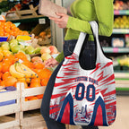Personalised Western Bulldogs Fan Pride Grocery Bag Muscular Bulldog Mascot Graphic Art With Melbourne City Skyline