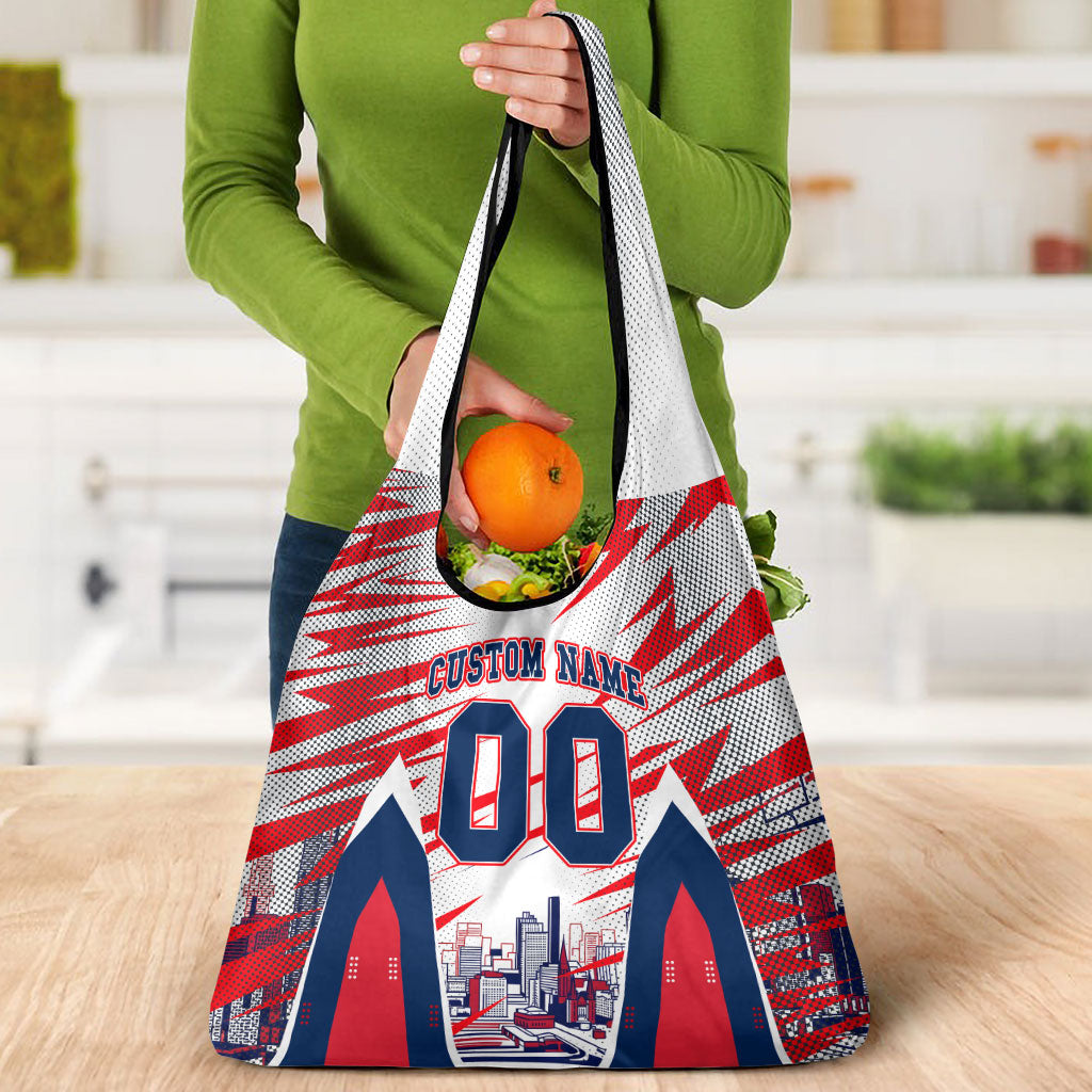 Personalised Western Bulldogs Fan Pride Grocery Bag Muscular Bulldog Mascot Graphic Art With Melbourne City Skyline