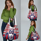 Personalised Western Bulldogs Fan Pride Grocery Bag Muscular Bulldog Mascot Graphic Art With Melbourne City Skyline