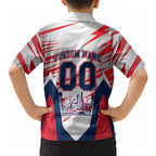Personalised Western Bulldogs Fan Pride Hawaiian Shirt Muscular Bulldog Mascot Graphic Art With Melbourne City Skyline