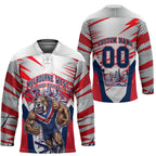 Personalised Western Bulldogs Fan Pride Hockey Jersey Muscular Bulldog Mascot Graphic Art With Melbourne City Skyline