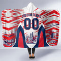 Personalised Western Bulldogs Fan Pride Hooded Blanket Muscular Bulldog Mascot Graphic Art With Melbourne City Skyline