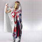 Personalised Western Bulldogs Fan Pride Hooded Blanket Muscular Bulldog Mascot Graphic Art With Melbourne City Skyline