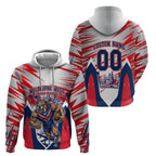 Personalised Western Bulldogs Fan Pride Hoodie Muscular Bulldog Mascot Graphic Art With Melbourne City Skyline