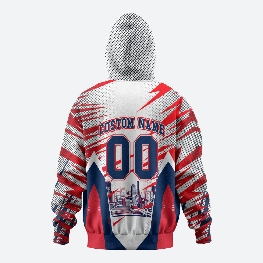 Personalised Western Bulldogs Fan Pride Hoodie Muscular Bulldog Mascot Graphic Art With Melbourne City Skyline