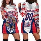 Personalised Western Bulldogs Fan Pride Hoodie Dress Muscular Bulldog Mascot Graphic Art With Melbourne City Skyline