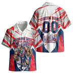 Personalised Western Bulldogs Fan Pride Kid Hawaiian Shirt Muscular Bulldog Mascot Graphic Art With Melbourne City Skyline