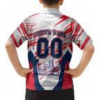 Personalised Western Bulldogs Fan Pride Kid Hawaiian Shirt Muscular Bulldog Mascot Graphic Art With Melbourne City Skyline