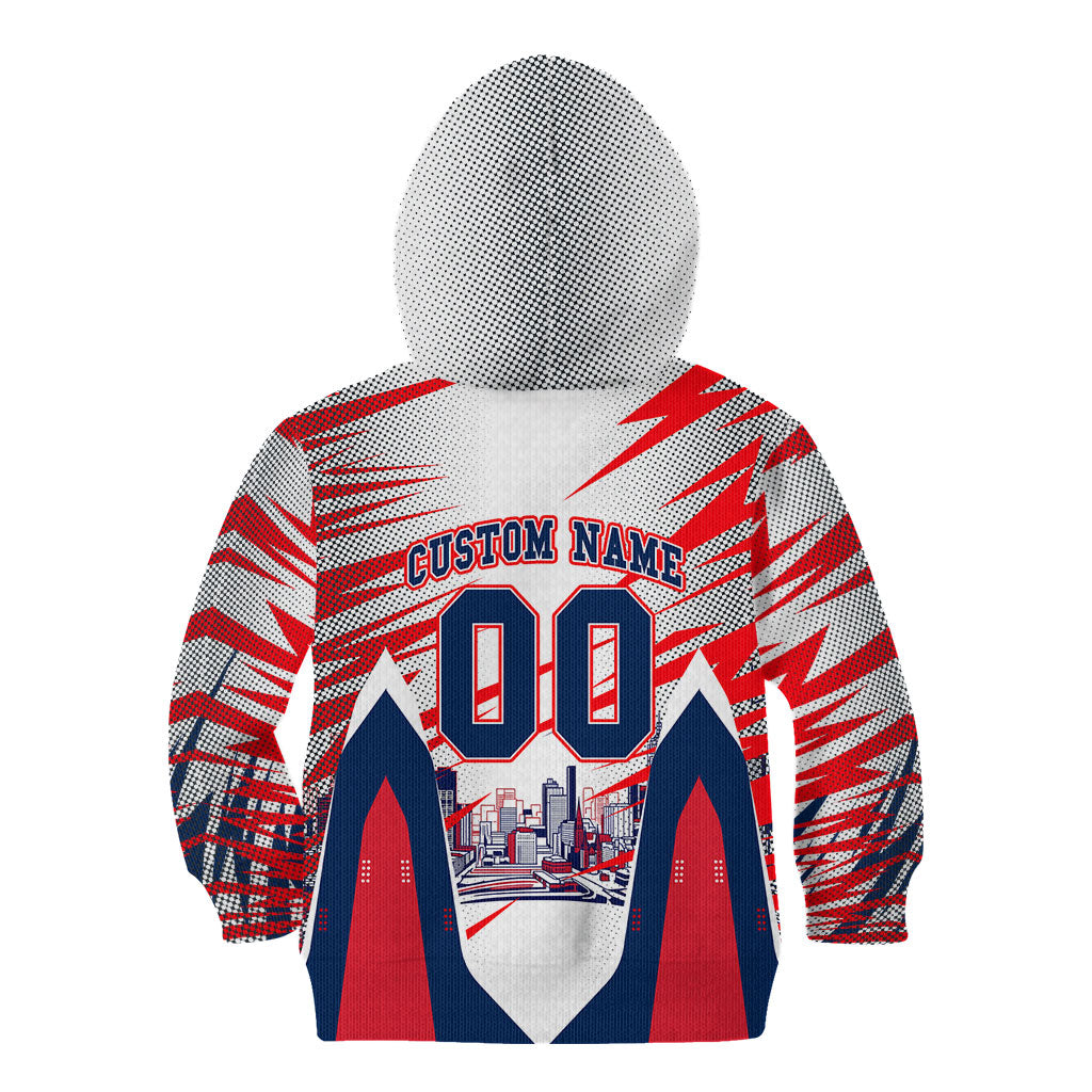 Personalised Western Bulldogs Fan Pride Kid Hoodie Muscular Bulldog Mascot Graphic Art With Melbourne City Skyline