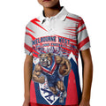 Personalised Western Bulldogs Fan Pride Kid Polo Shirt Muscular Bulldog Mascot Graphic Art With Melbourne City Skyline