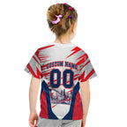 Personalised Western Bulldogs Fan Pride Kid T Shirt Muscular Bulldog Mascot Graphic Art With Melbourne City Skyline