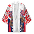 Personalised Western Bulldogs Fan Pride Kimono Muscular Bulldog Mascot Graphic Art With Melbourne City Skyline