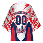Personalised Western Bulldogs Fan Pride Kimono Muscular Bulldog Mascot Graphic Art With Melbourne City Skyline