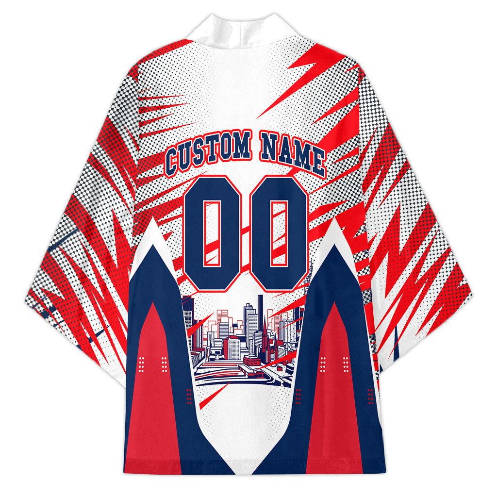 Personalised Western Bulldogs Fan Pride Kimono Muscular Bulldog Mascot Graphic Art With Melbourne City Skyline