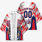 Personalised Western Bulldogs Fan Pride Kimono Muscular Bulldog Mascot Graphic Art With Melbourne City Skyline