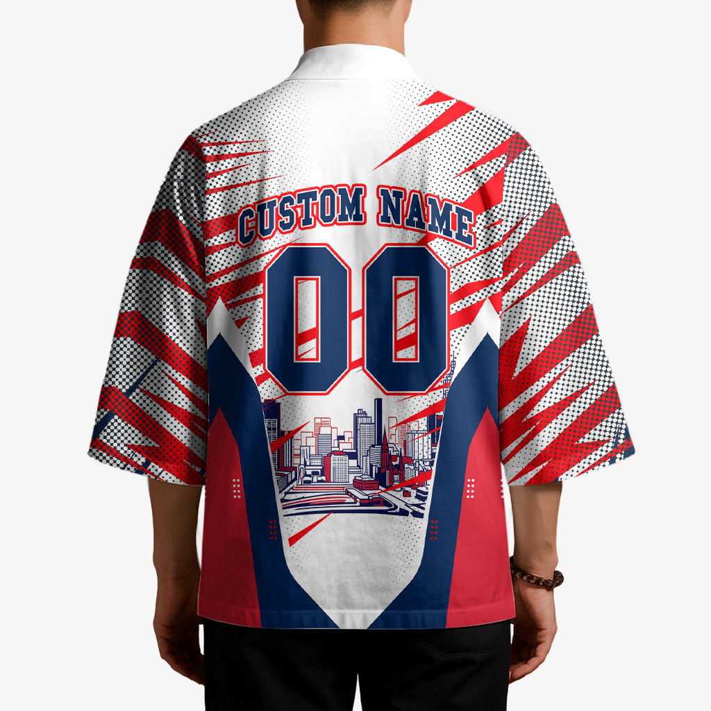 Personalised Western Bulldogs Fan Pride Kimono Muscular Bulldog Mascot Graphic Art With Melbourne City Skyline