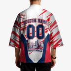 Personalised Western Bulldogs Fan Pride Kimono Muscular Bulldog Mascot Graphic Art With Melbourne City Skyline
