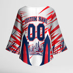 Personalised Western Bulldogs Fan Pride Kimono Sleeve Blouse Muscular Bulldog Mascot Graphic Art With Melbourne City Skyline