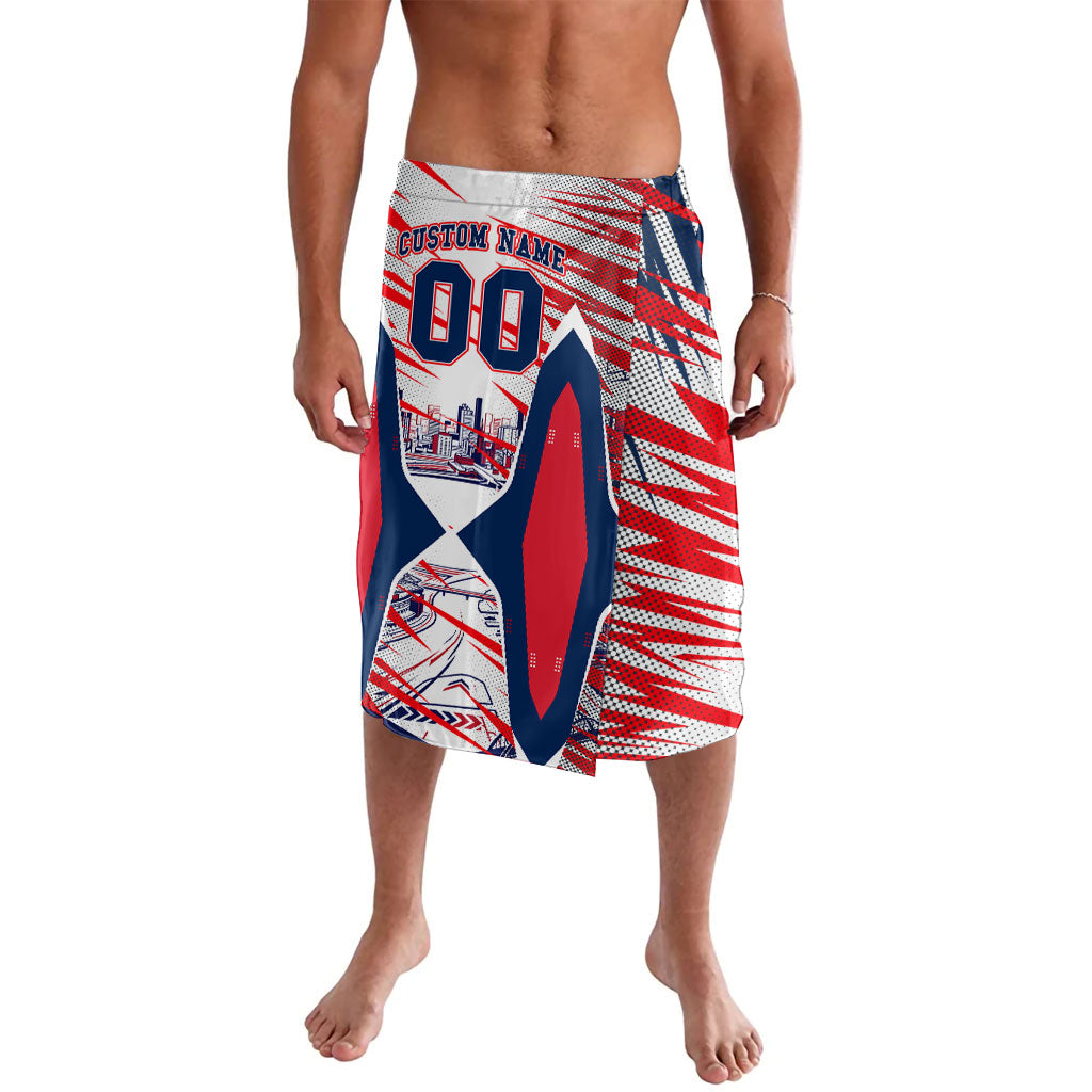 Personalised Western Bulldogs Fan Pride Lavalava Muscular Bulldog Mascot Graphic Art With Melbourne City Skyline