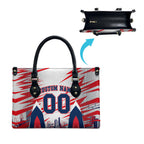 Personalised Western Bulldogs Fan Pride Leather Bag Muscular Bulldog Mascot Graphic Art With Melbourne City Skyline