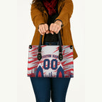 Personalised Western Bulldogs Fan Pride Leather Bag Muscular Bulldog Mascot Graphic Art With Melbourne City Skyline