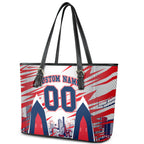 Personalised Western Bulldogs Fan Pride Leather Tote Bag Muscular Bulldog Mascot Graphic Art With Melbourne City Skyline