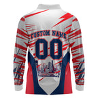 Personalised Western Bulldogs Fan Pride Long Sleeve Polo Shirt Muscular Bulldog Mascot Graphic Art With Melbourne City Skyline