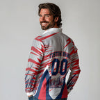 Personalised Western Bulldogs Fan Pride Long Sleeve Polo Shirt Muscular Bulldog Mascot Graphic Art With Melbourne City Skyline